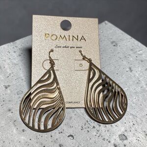 Pomina Gold Tone Teardrop Cutout Statement Earrings  (BR1313/2)